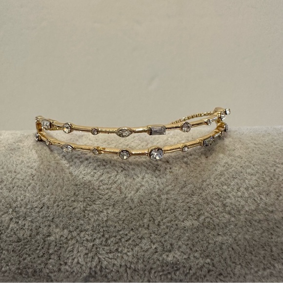 NWT INC Bracelet - gold tone ball slider style w/ clear crystals, baguettes - Picture 8 of 14